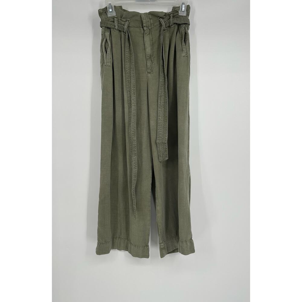 Anthropologie Blythe wide-leg cropped high-rise pants moss green - Picture 6 of 12